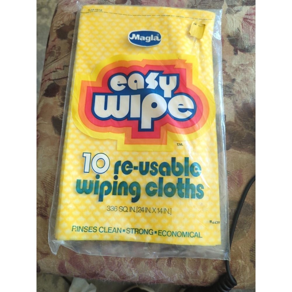 Vintage 80's Magla EASY WIPE Wiping Cloths Prop Nostalgia Dead Stock 8 Reusable